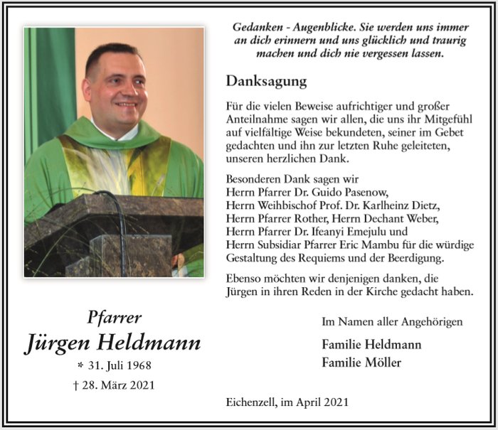 Danksagung Pfr. Jürgen Heldmann